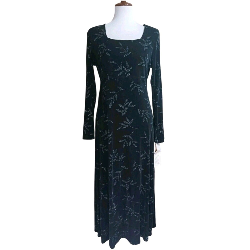 NEW Rabbit Designs Womens Maxi Dress Size 14 Petite Black Sparkle Y2K Whimsigoth